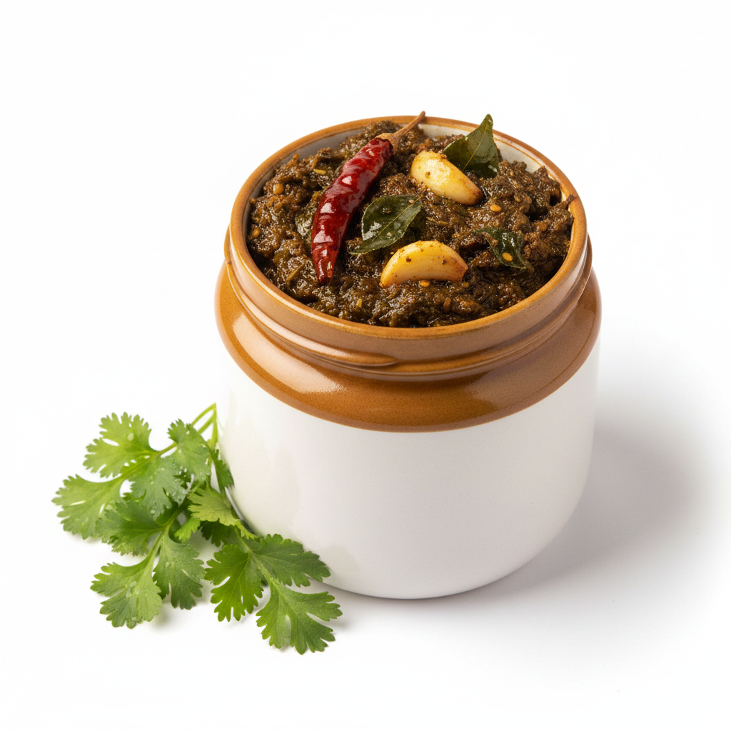 Coriander Pickle Jar - Front