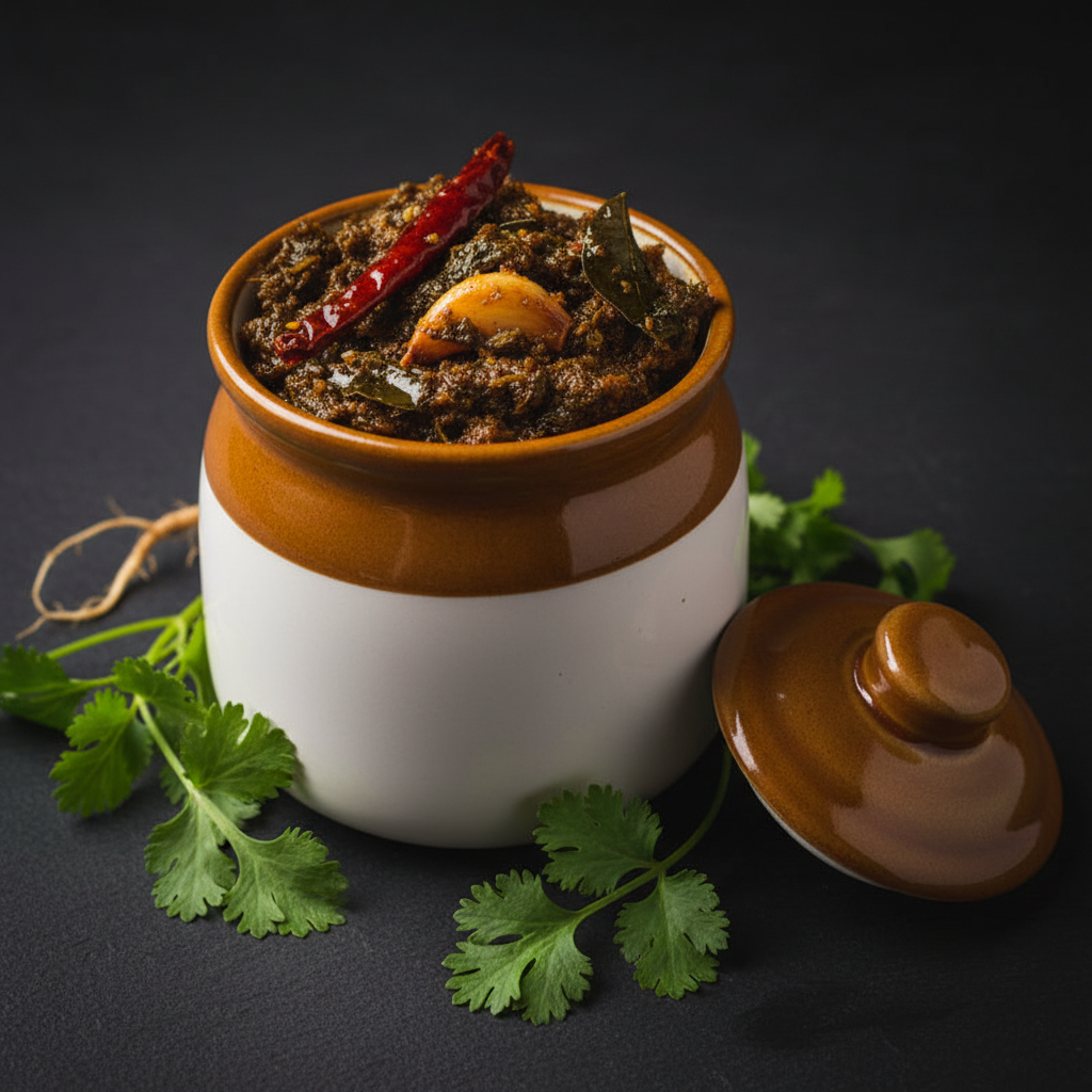 Coriander Pickle Jar - Side