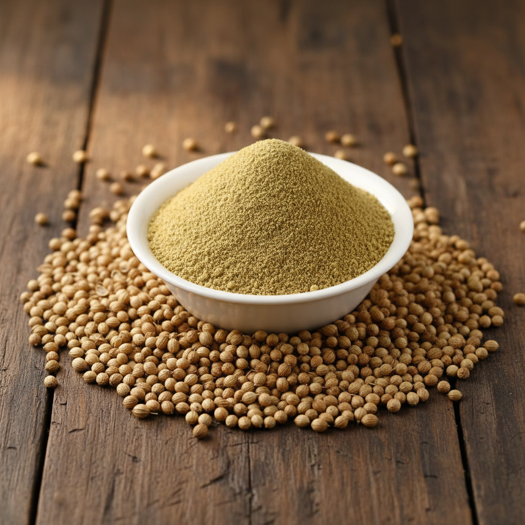 Dhaniya Powder in Wooden Bowl