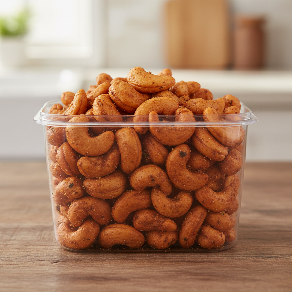 Kaju Masala front view in open square plastic box