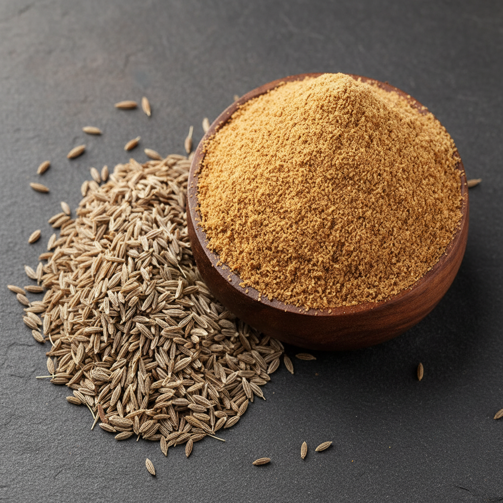 Jeera Powder in Ceramic Bowl