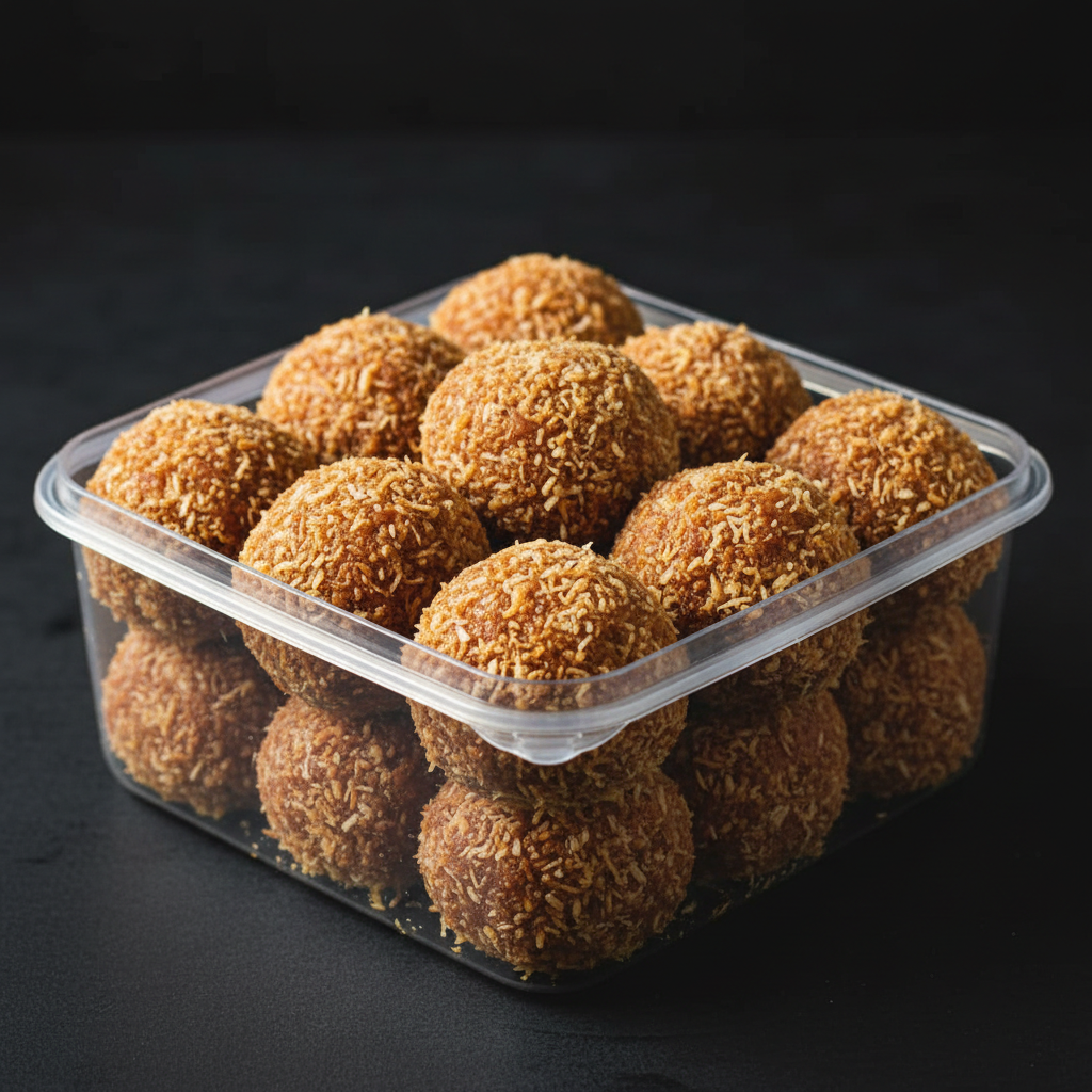 Kobbari Laddu clean - plastic box front