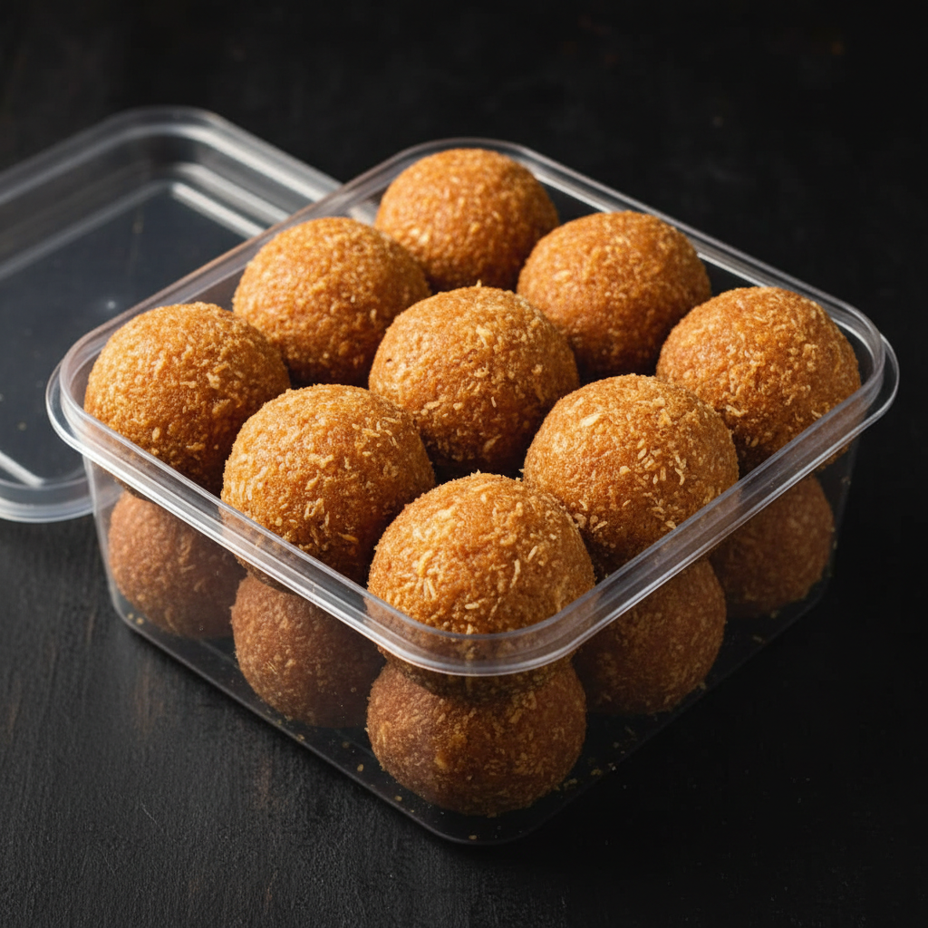 Kobbari Laddu clean - plastic box open