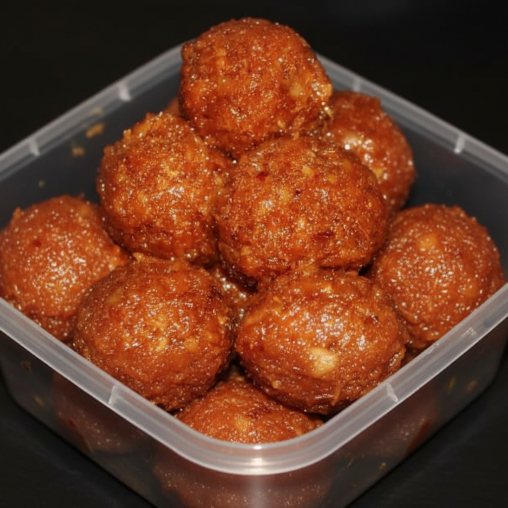 Kobbari Laddu in box top view
