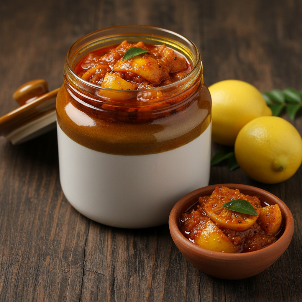 Lemon Pickle Ceramic Jar - Side