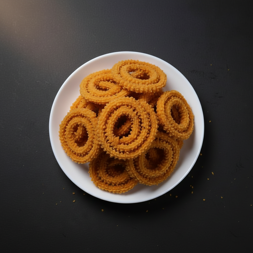 Murukulu White Plate - Top Down