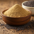 Mustard Powder in Wooden Bowl