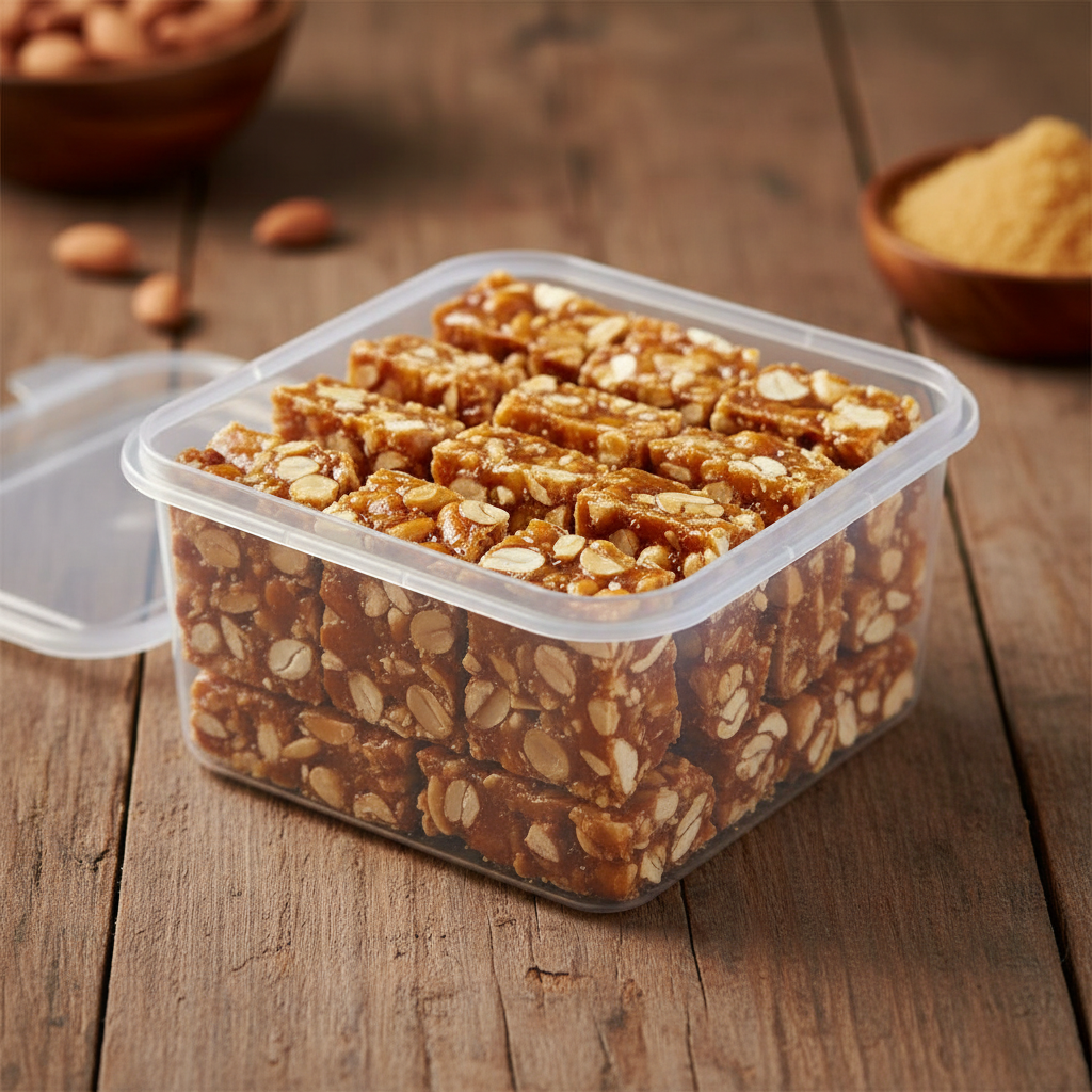 Peanut Chikki Container - 45°