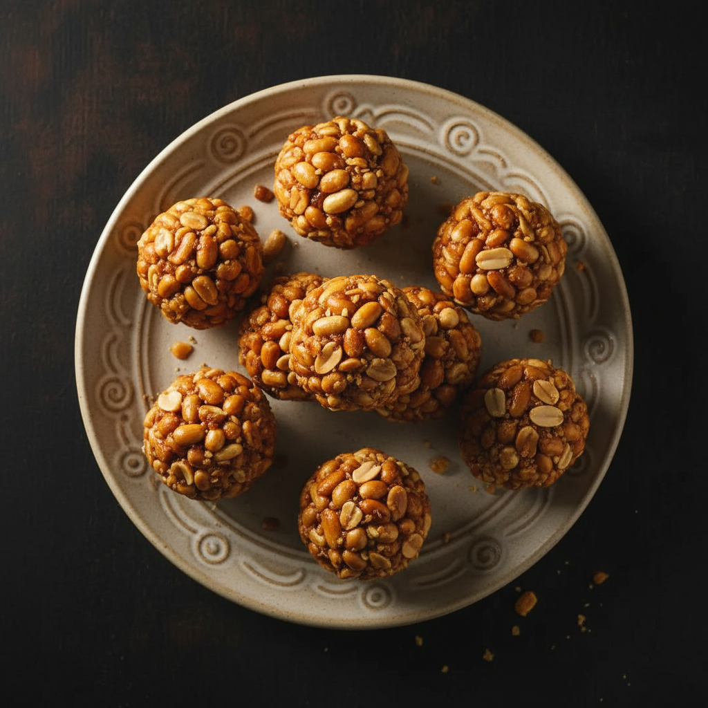 Peanut Laddu natural color - ceramic plate