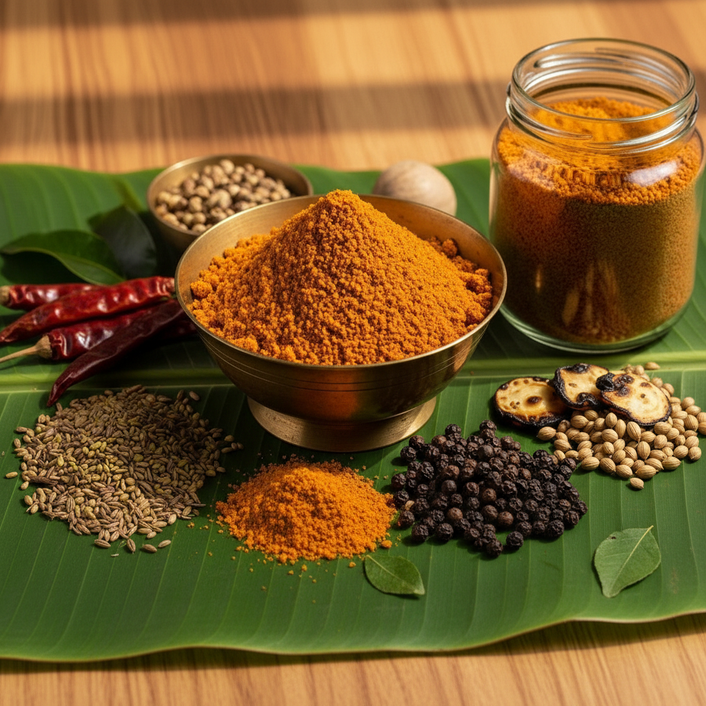 Sambar Podi - Brass Bowl Banana Leaf